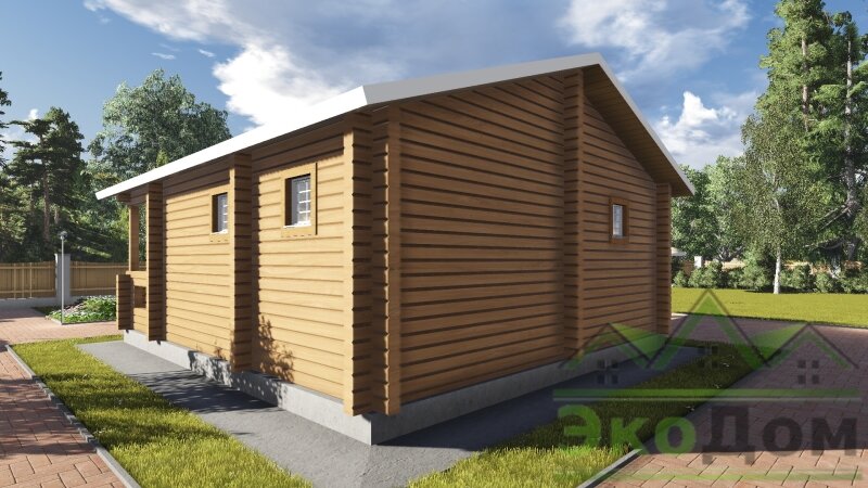Проект бани из профилированного бруса "Можайск" Б-32 от компании ЭкоДом-Кострома
