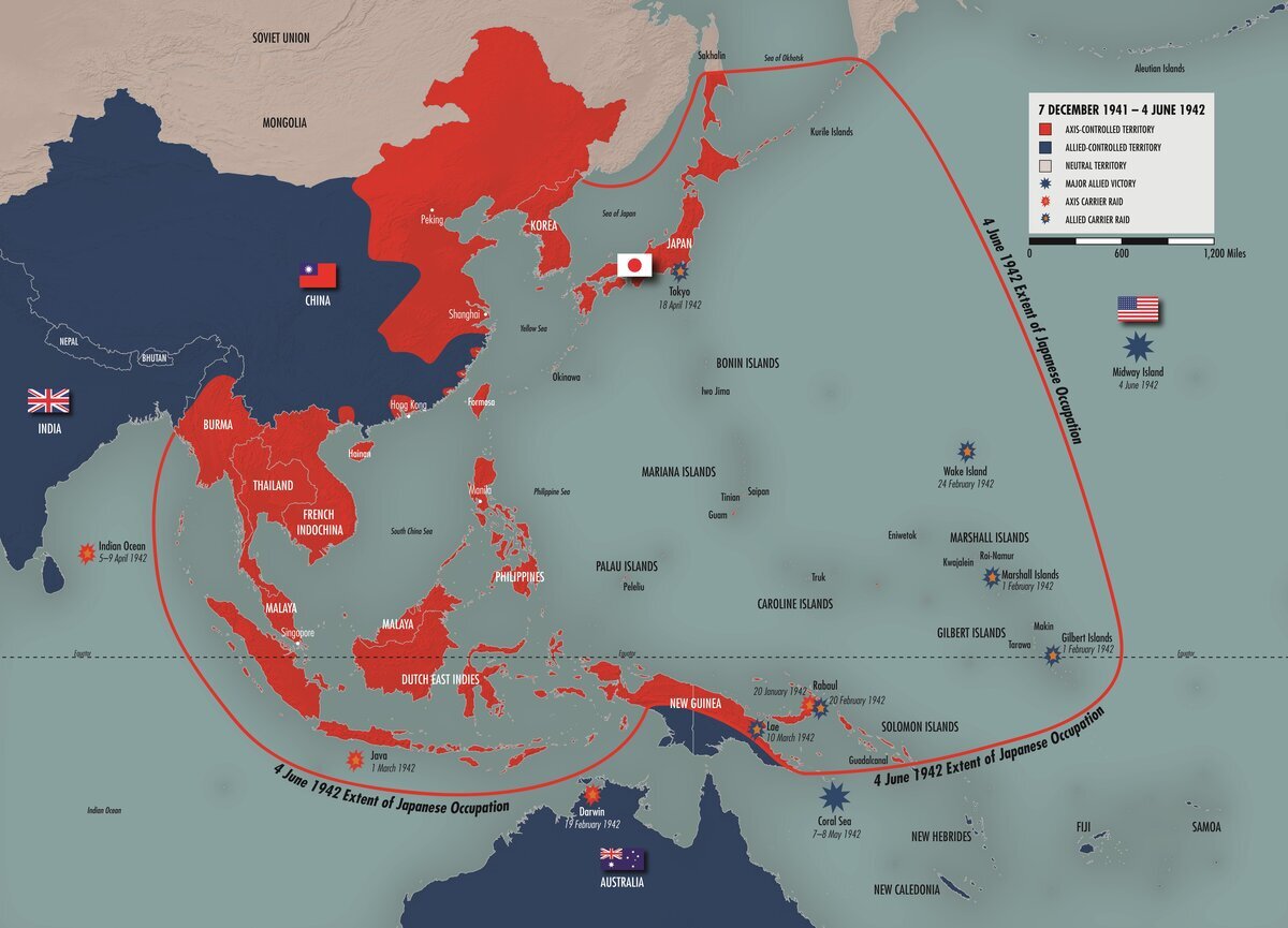 Карта Японии 1942