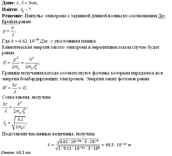 Длина волны де Бройля.