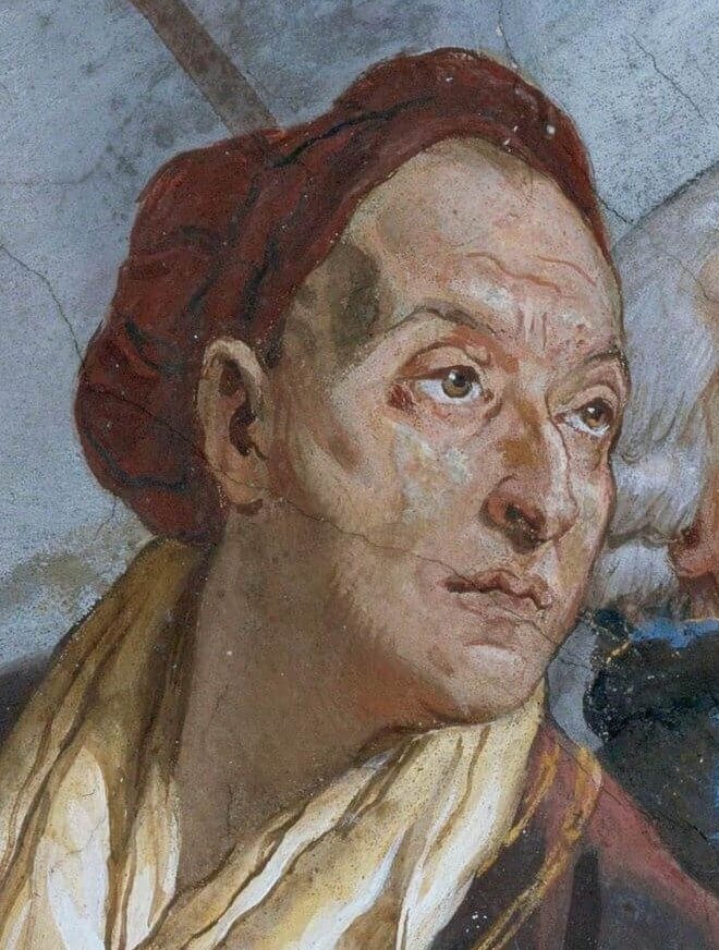 Автопортрет (1750–1753), с фрески на потолке в резиденции Вюрцбурга