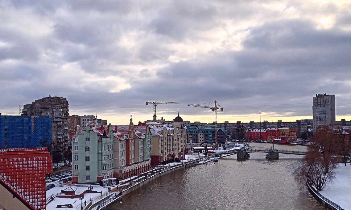 Вид на строительство ЖК "Рыбная Деревня", г.Калининград