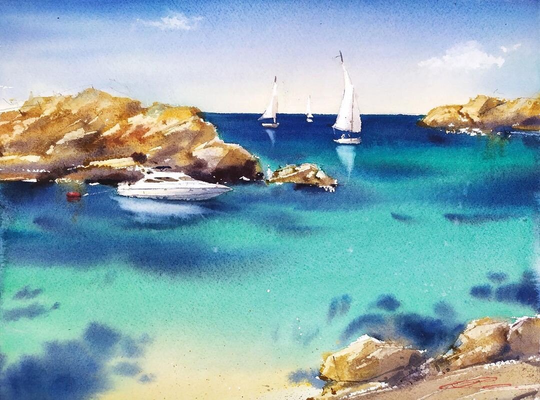 Урок "Лазурная бухта. Майорка" с Галиной Гомзиной
