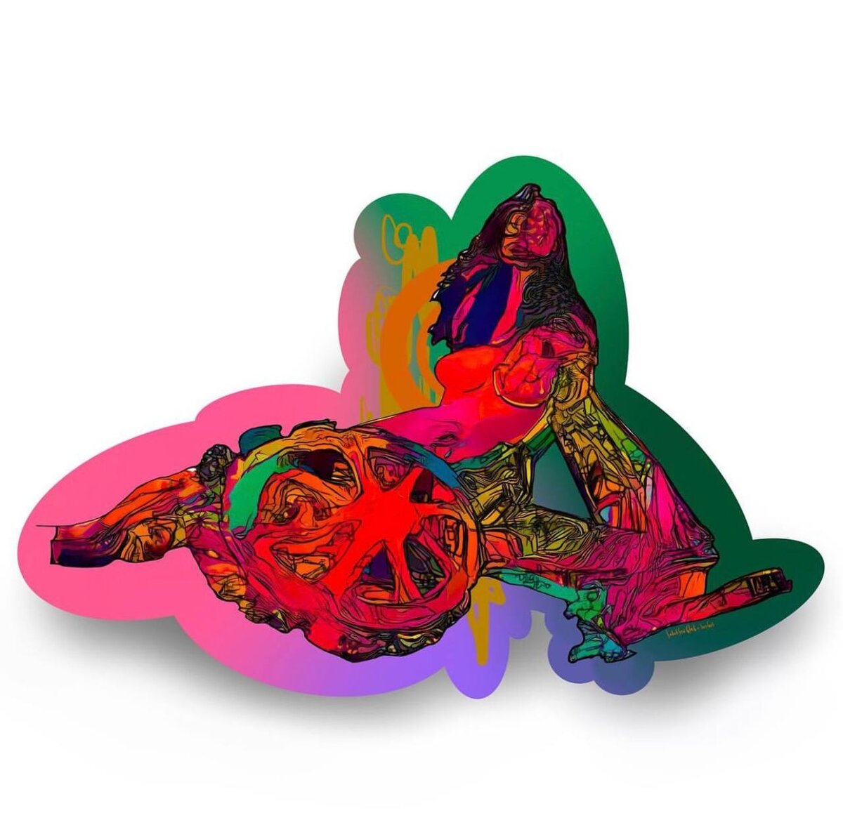 Серия “SunGaz”, “N001”, 2021 г.
80 x 110 см
Акрил, УФ-печать, AR,  ИИ
Уникальность работы: 5 экземпляров