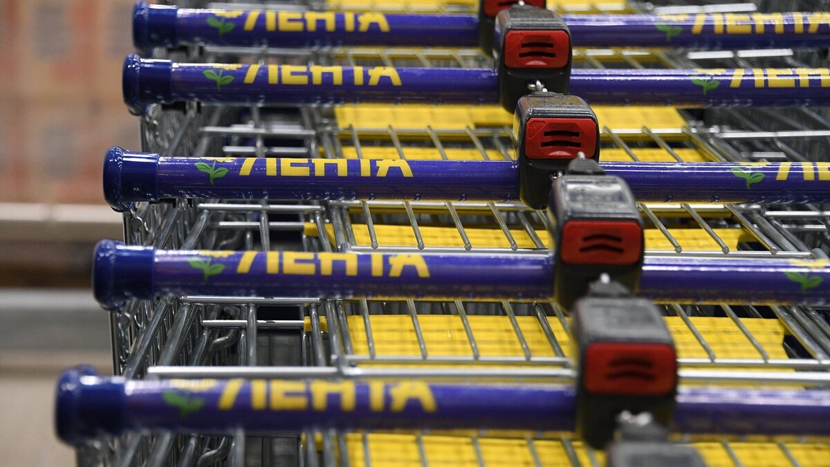    Тележки для продуктов в супермаркете сети "Лента" в Москве© РИА Новости . Григорий Сысоев