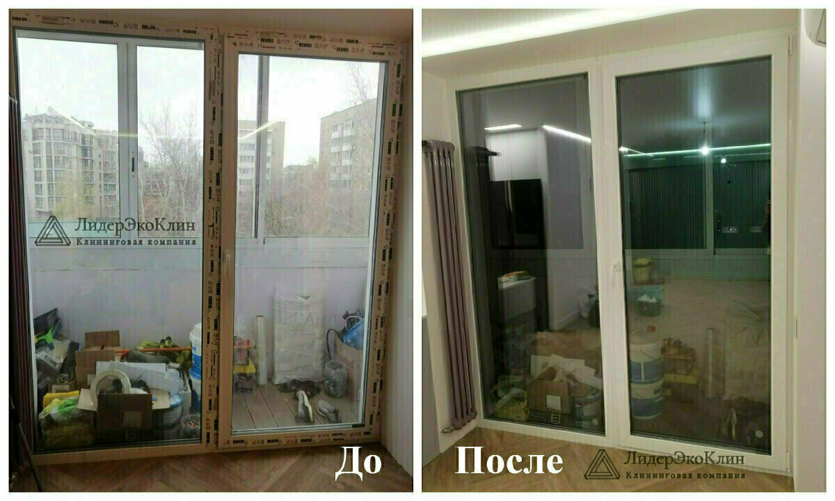 Моем окна, удаляем защитную пленку, следы затирок, клей