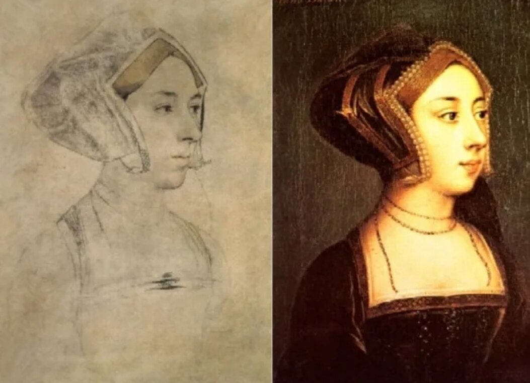 Гравюра Ганса Гольбейна Младшего и воссозданный по гравюре портрет, Источник: Яндекс картинки