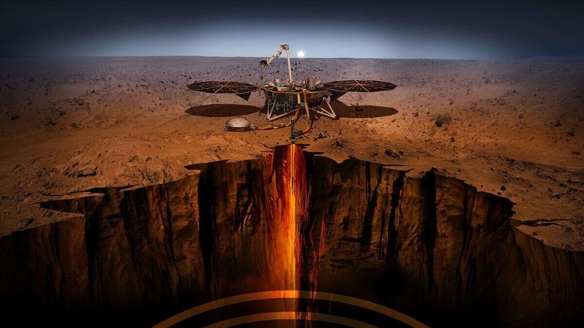 Посадочный модуль InSight на поверхности Марса© NASA