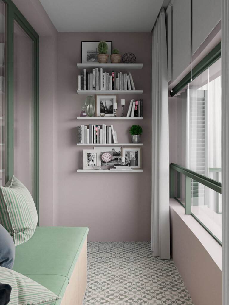 Зеленый, серый и много дерева. Современный интерьер трехкомнатная квартиры