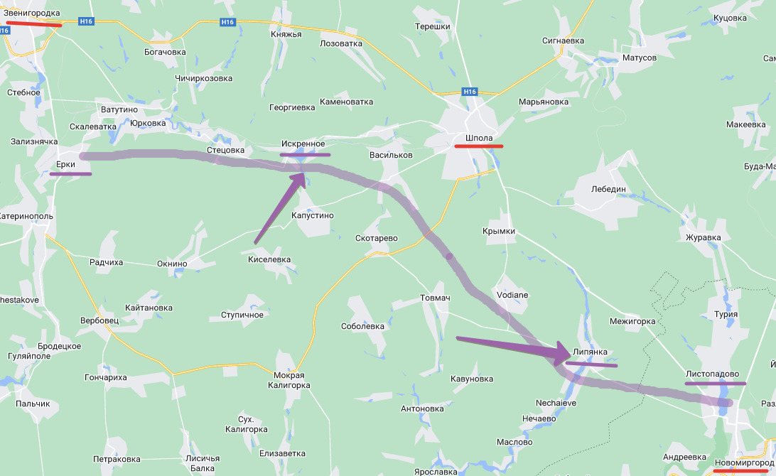 Действия южной деблокирующей группы в операции "Ванда", рисунок Автора