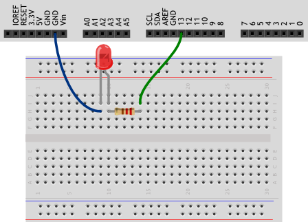Схема монтажа элементов на макетной плате и подключения к портам Ардуино