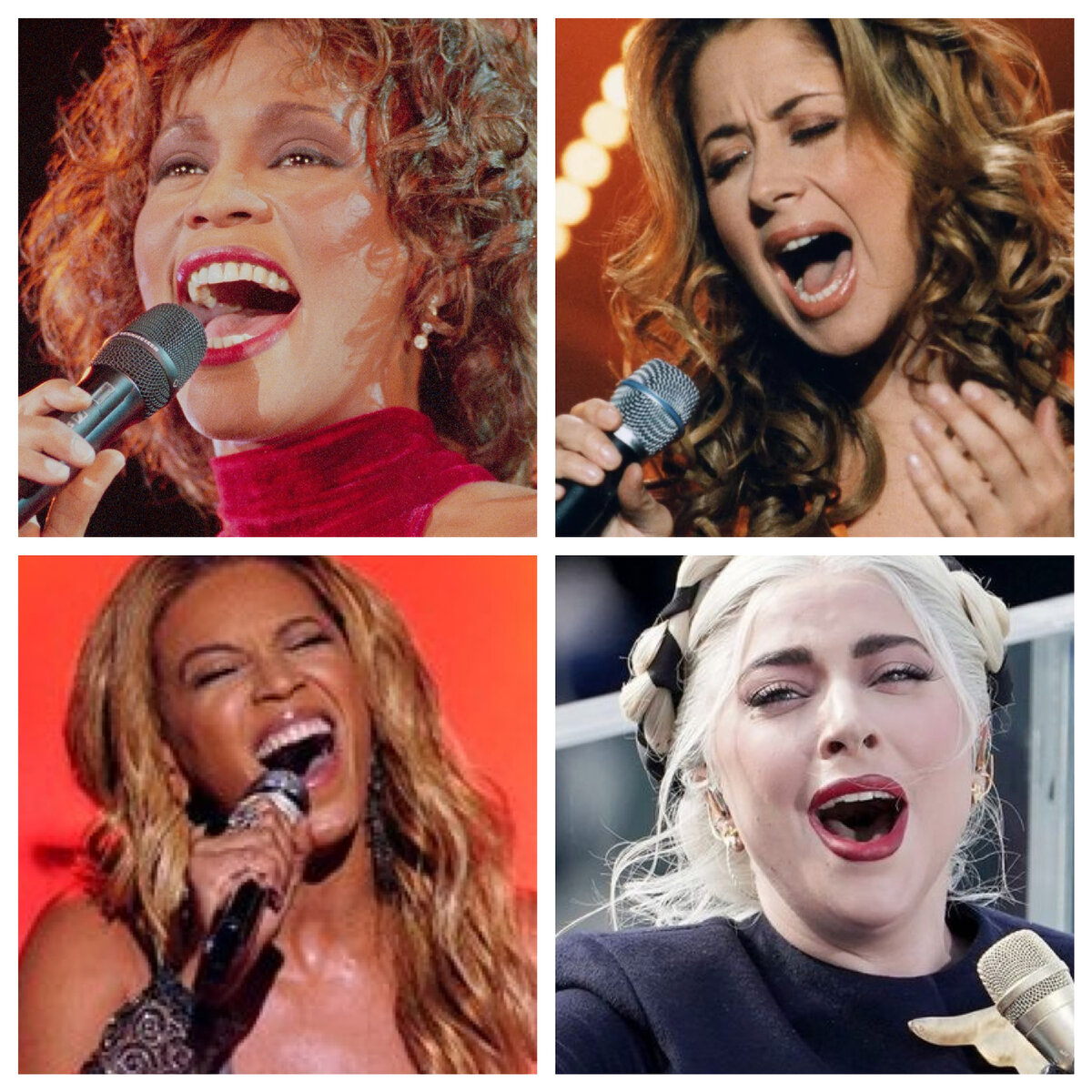 Коллаж автора. Мировые звезды показывают, как нужно открывать рот во время пения ;) 