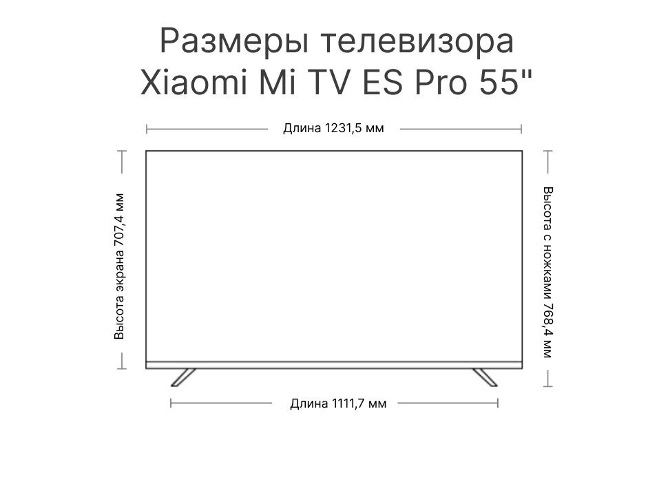 Габаритные размеры телевизора.
