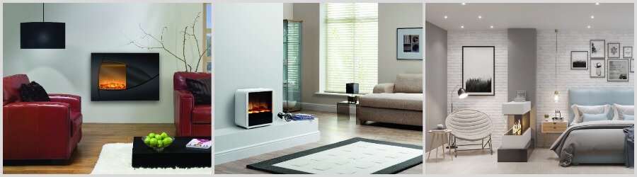 На фото: электрические камины