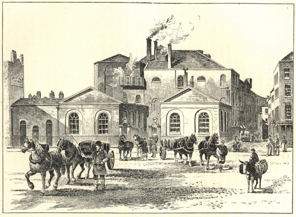 Пивоварня Horse Shoe Brewery de Meux & Co. Гравюра 1800 года