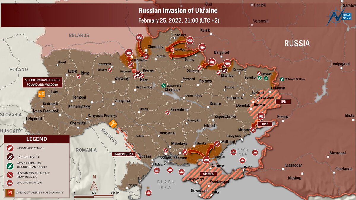 Карта захвата Украины российскими войсками 2022. Захват территории Украины российскими войсками на карте.