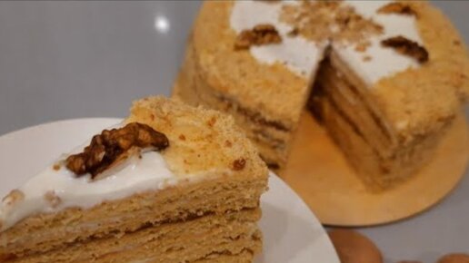 Торт с кремом из вареной сгущенки Медовый - рецепт с фото