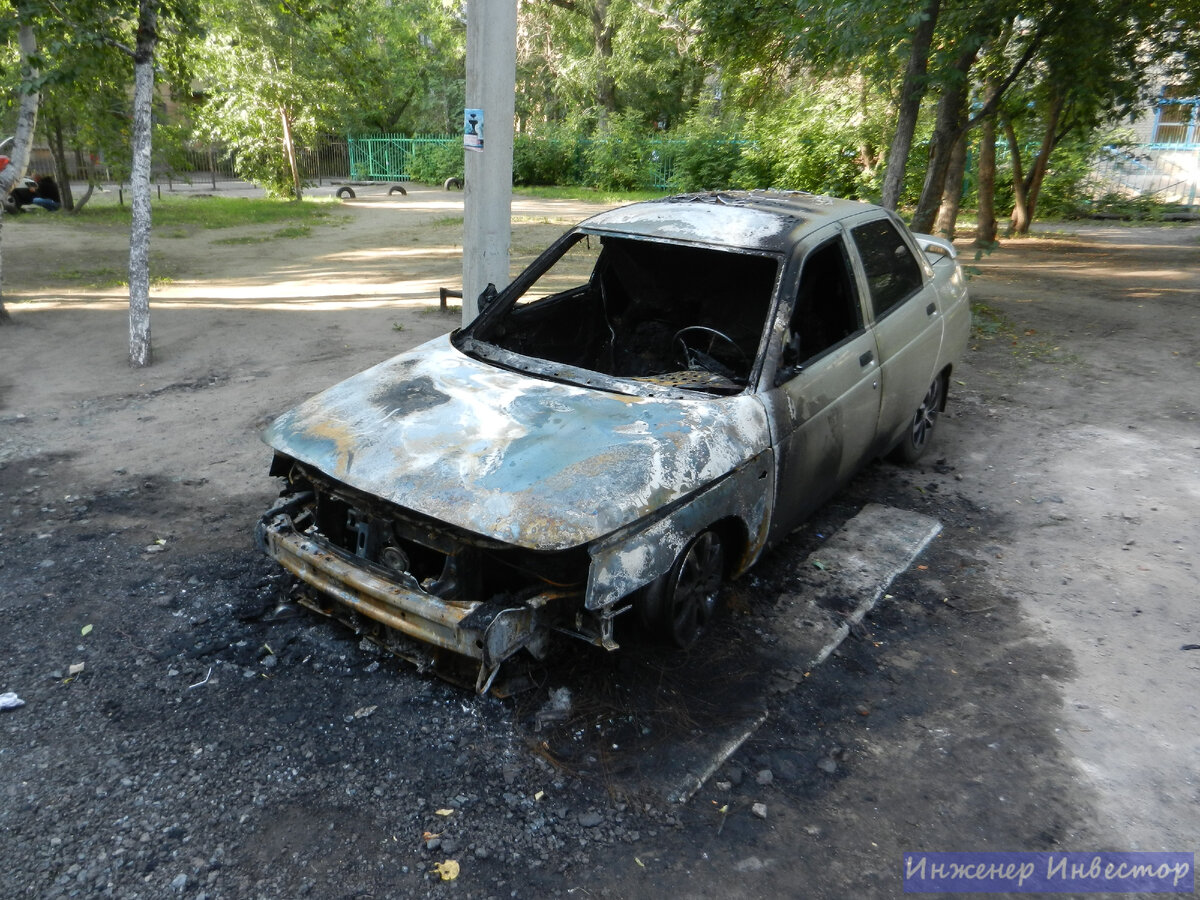 Машину подожгли ночью 24.07.2013 года около 5 часов утра. Сгорела за 7 минут.