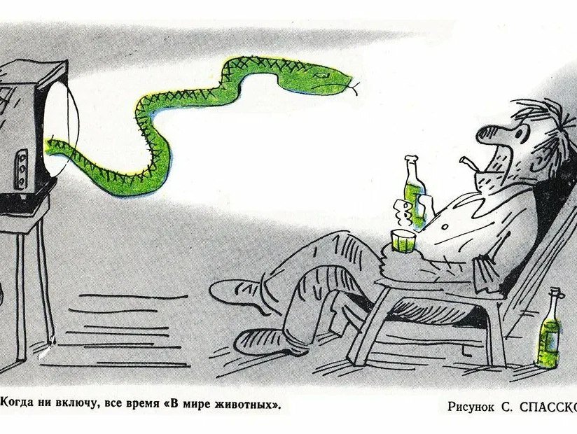 Иллюстрация: карикатура С. Спасского из журнала "Крокодил", 1982 год