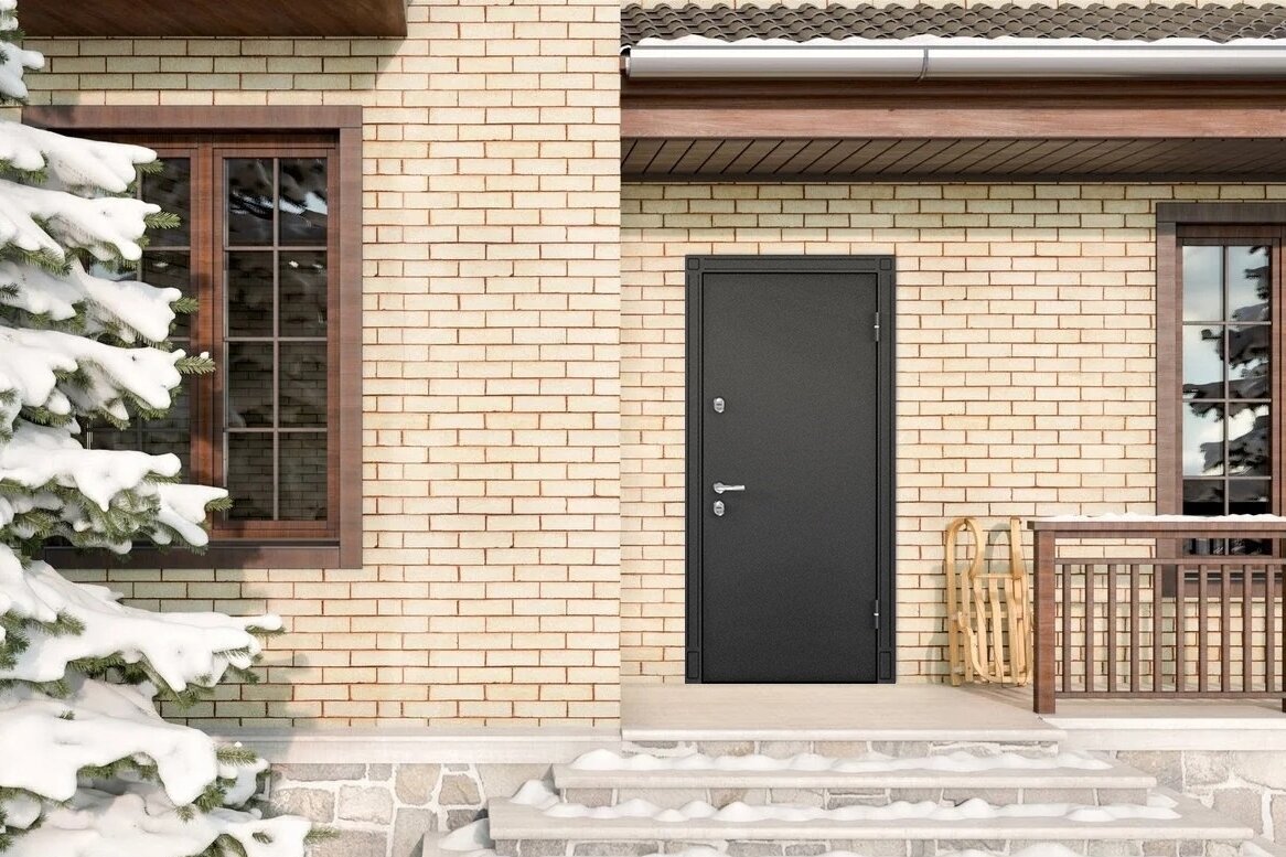 Металлическая входная дверь Snegir 20 с полимерным порошковым покрытием Черный муар металлик 