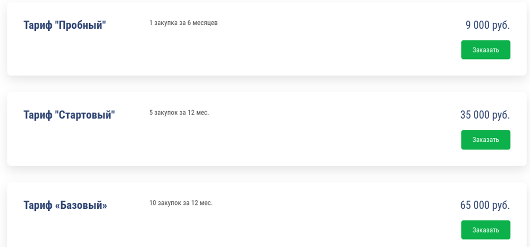 Примеры тарифных планов