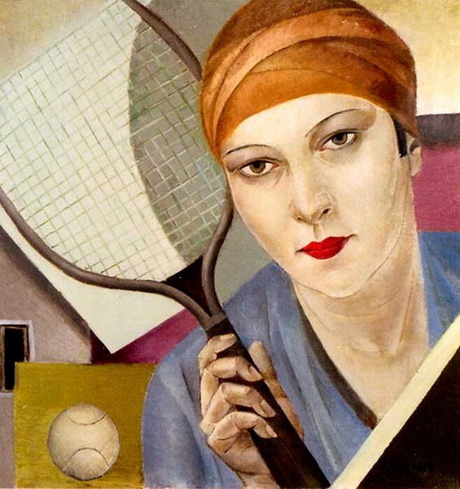 Александра Бельцова "Теннисистка",1927 г. Холст, масло. 40,5 x 40,5. см, Музей Романа Суты и Александры Бельцовой.Рига, https://www.lnmm.lv/en/romans-suta-and-aleksandra-belcova-museum 