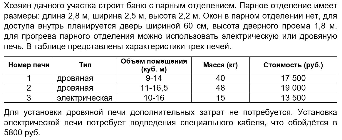 Найдите объем парного отделения строящейся бани