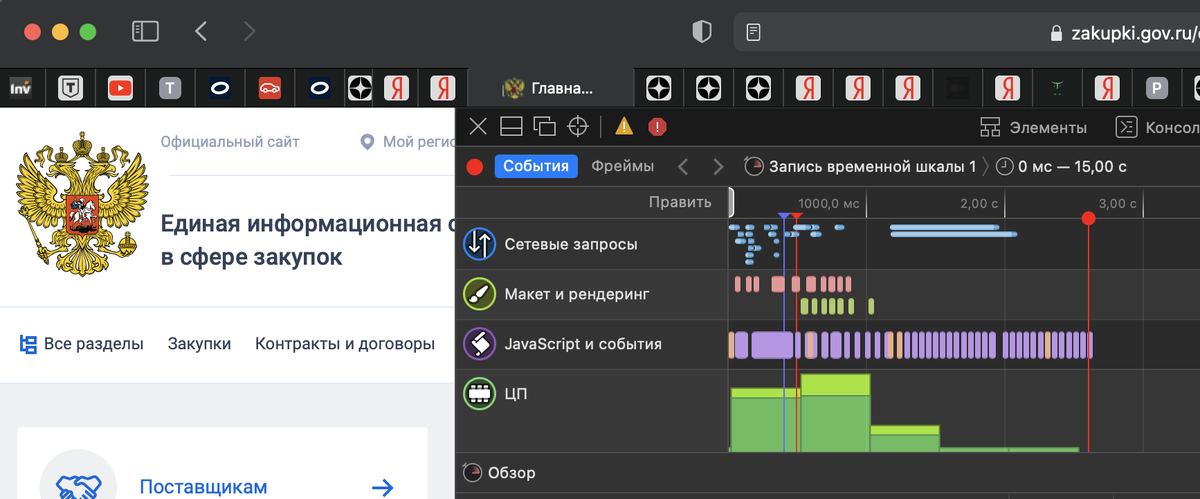 Оценка времени загрузки страницы поиска ЕИС