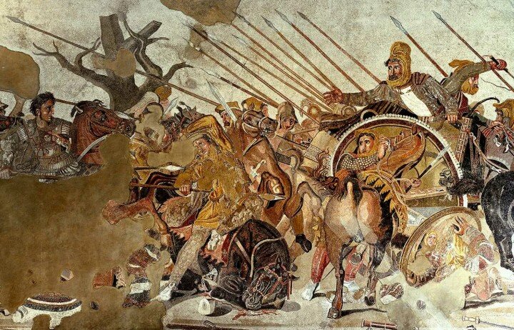Мозаика из Помпей "Битва при Гавгамелах".
