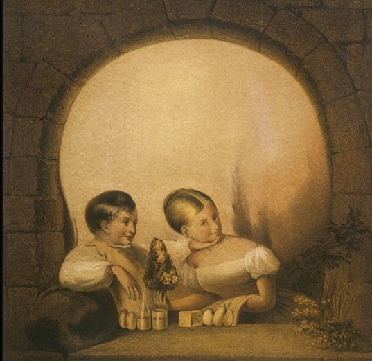 Неоднозначная по содержанию картина художника. Что Вы видите? Парня и девушку за столом или ужасный череп?