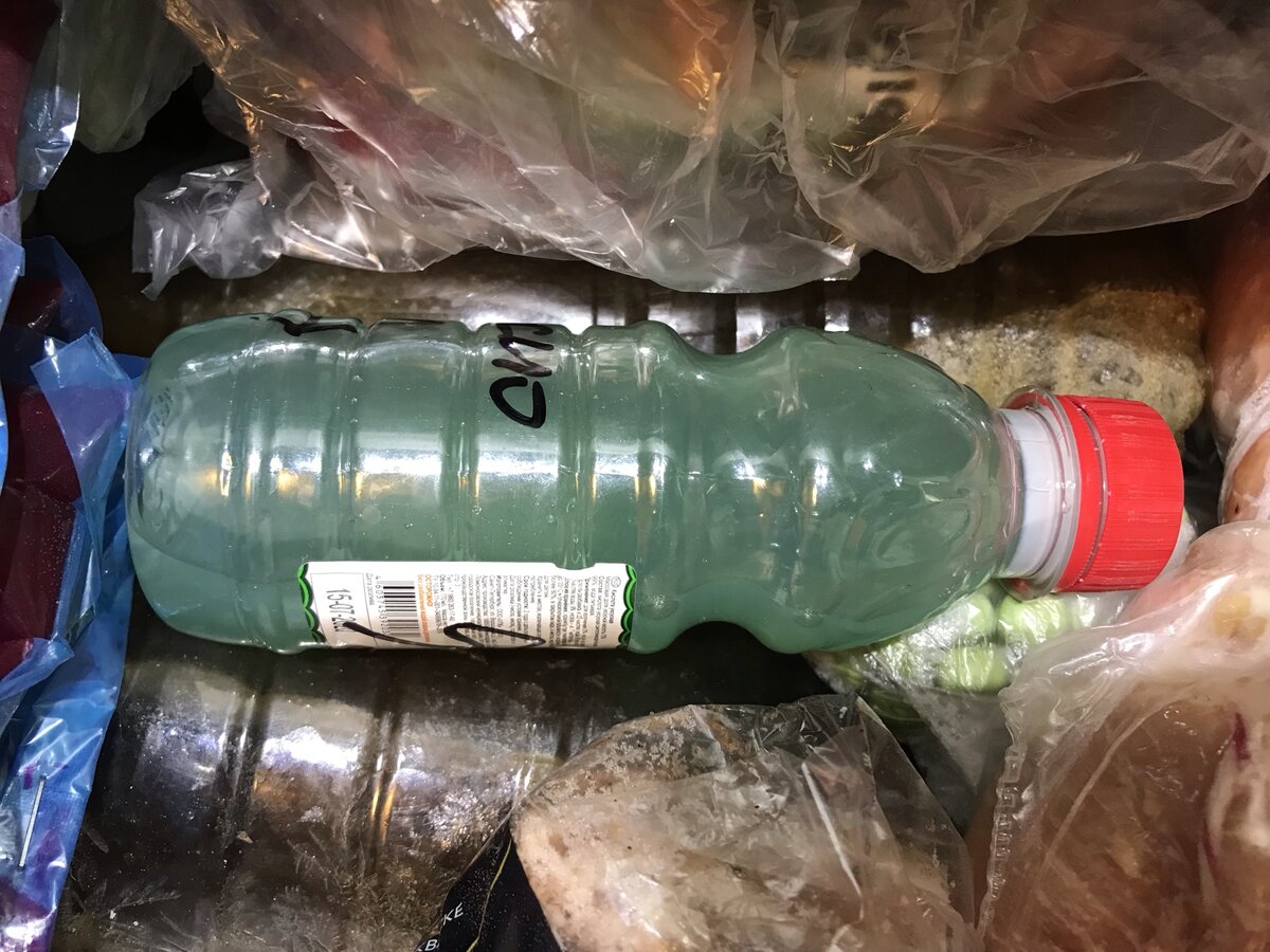 Порция ТОСОЛа с водой в морозильной камере холодильника. Фото Тищенко Василий.