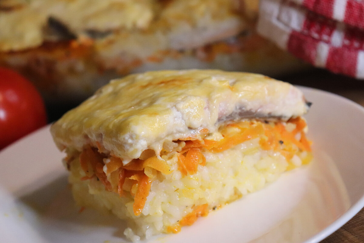 Запеканка с рыбой и рисом