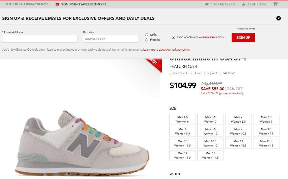 Joe's new balance deal of the day best sale