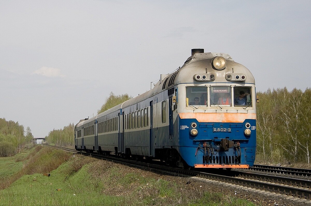 Дизель-поезд следует по перегону Ожерелье - Пчеловодное Московской ж. д.