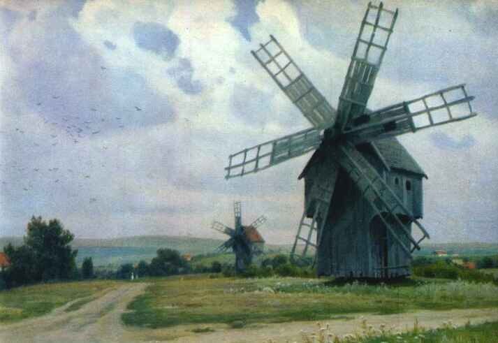 Борис Щербаков "Ветряки в окрестностях села Ларга". Источник:https://www.stydiai.ru/gallery/master-160/