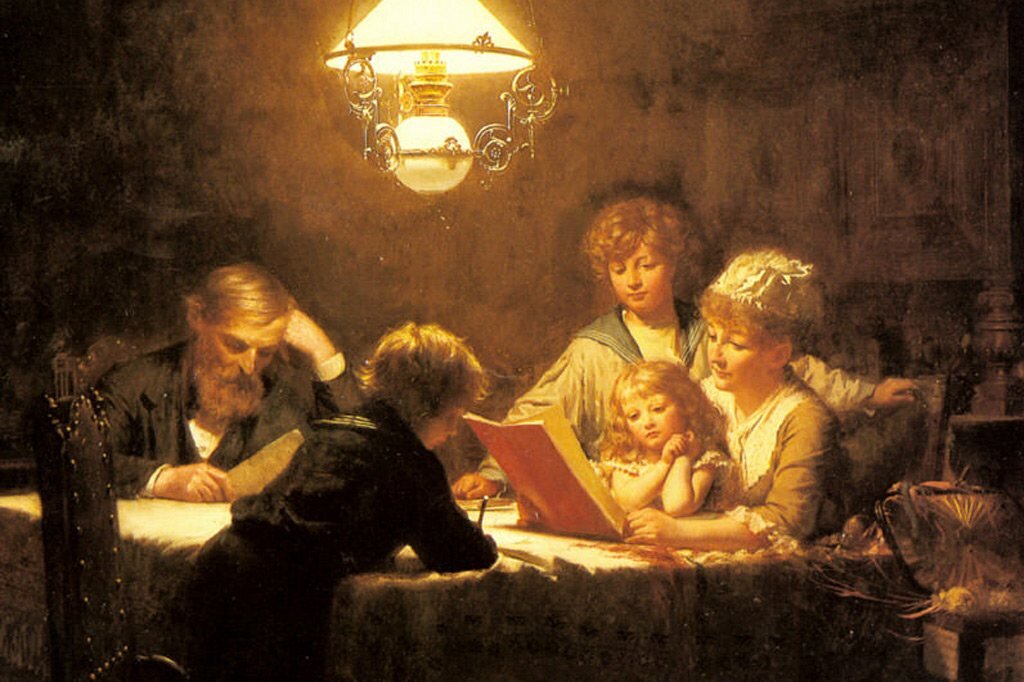 Рассказы читать вслух. Художник Knut Ekwall 1843-1912). Чтение в живописи. Семейное чтение. Семейное чтение в живописи.