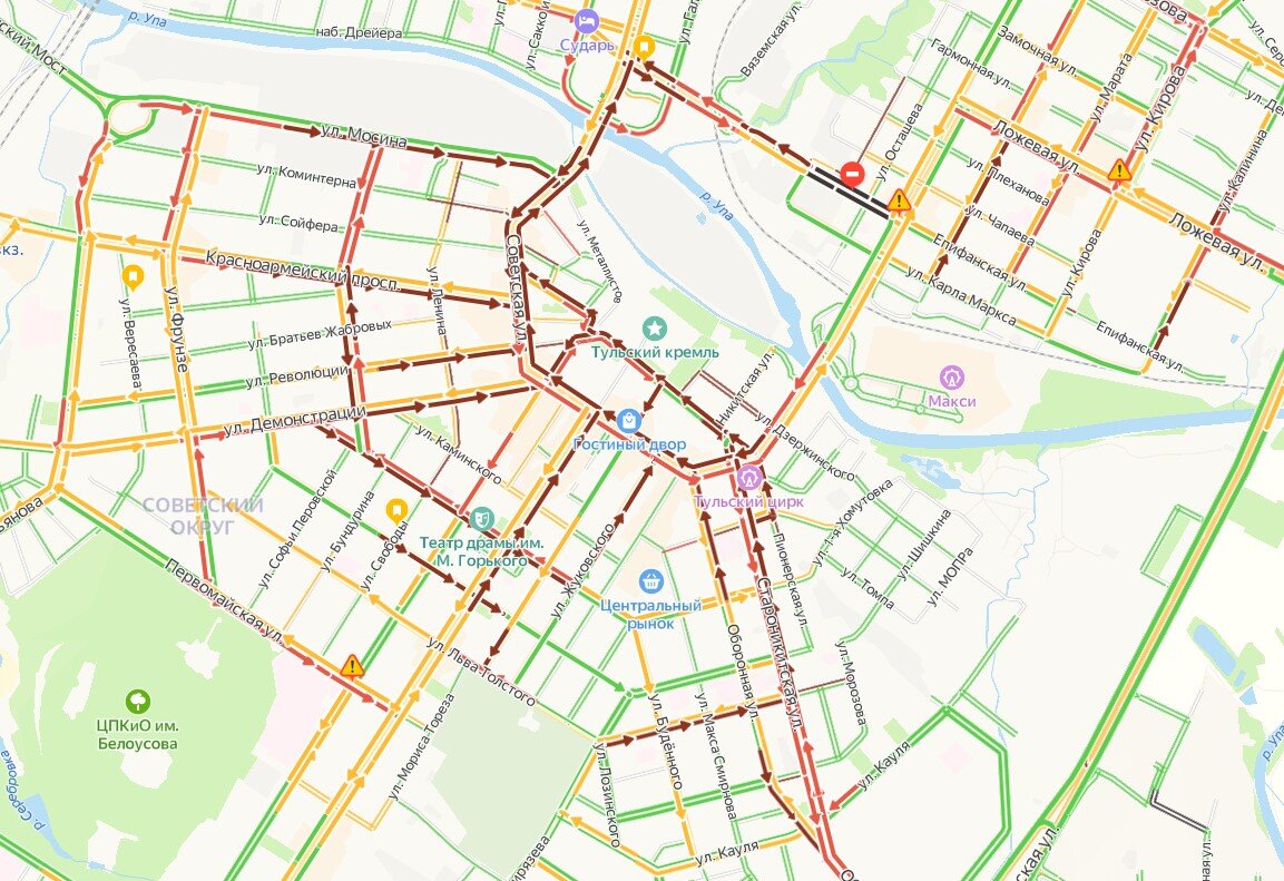 Пробки в туле сейчас онлайн карта смотреть бесплатно