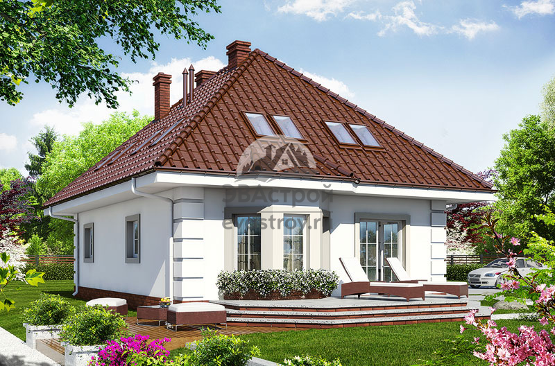 Проект дома 169 м2 из газобетона с мансардным этажом, гаражом, балконом и террасой - VR-30