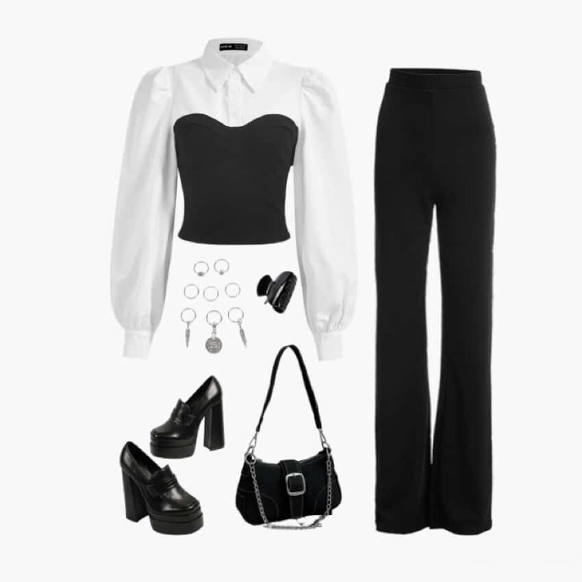 Первый образ с брюками. Все предметы одежды взяты с SHEIN.