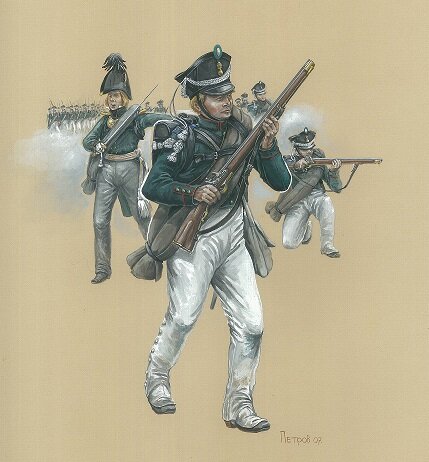Русские егеря в 1812 году. Рисунок Сергея Петрова. https://illustrators.ru/