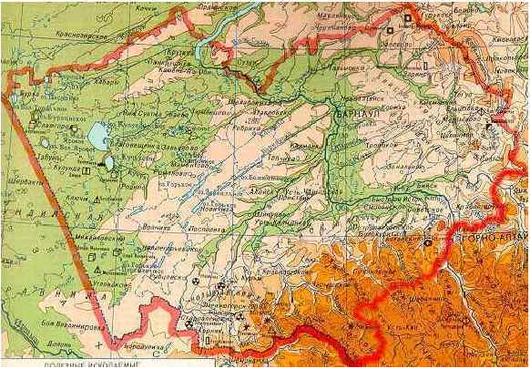 Рельеф Алтайского края очень разнообразен. Здесь встречаются плоские равнины, плато , возвышенности и горные территории.