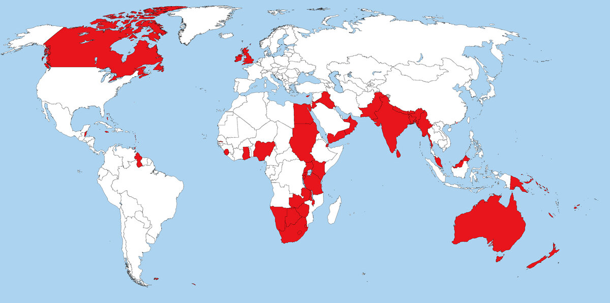Карта британских колоний