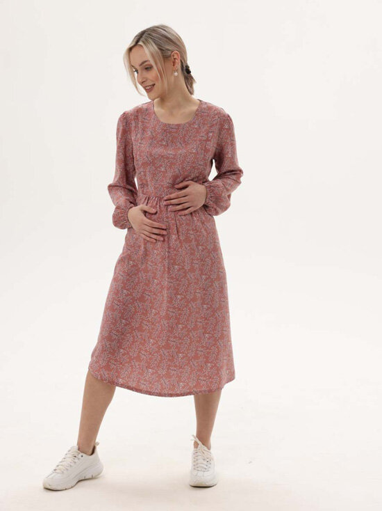 Широкое платье миди для будущих и кормящих мам 