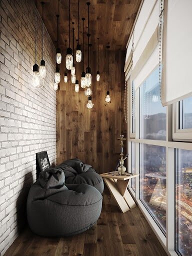 Пример того, как органично может смотреться ламинат на стенах и даже потолке лоджии. Behance, визуализатор Анна Павлова