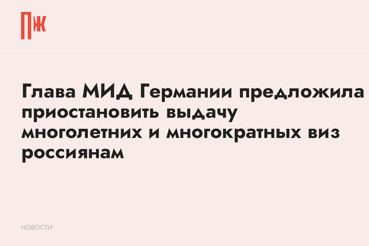     Глава МИД Германии предложила приостановить выдачу многолетних и многократных виз россиянам