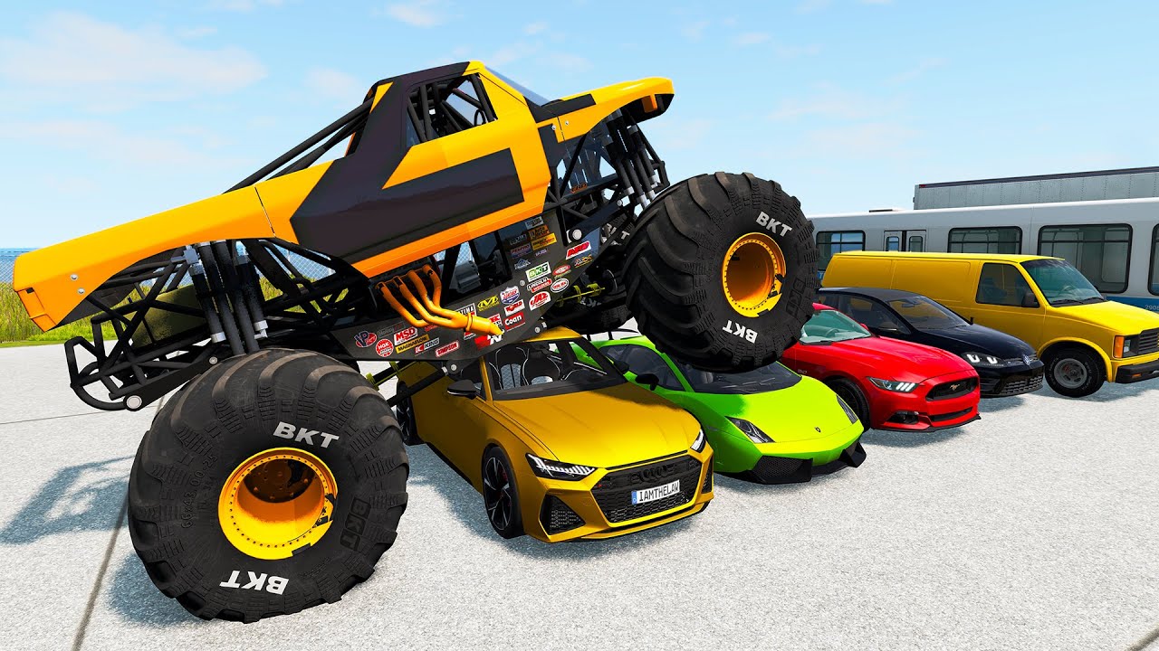 Monster Truck vs Cars – BeamNG Drive #783 | Цветные Машинки | Дзен