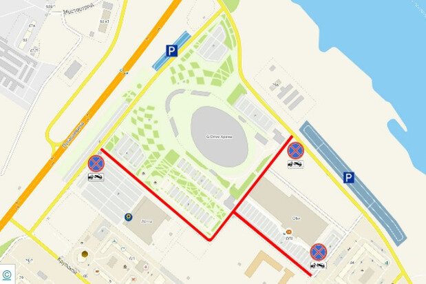     Зона действия знаков 3.27 «Остановка запрещена», дополненных табличкой 8.24 «Работает эвакуатор» будет распространяться на участки дороги согласно схеме.Фото: пресс-служба мэрии Омска / схема предоставлена департаментом транспорта