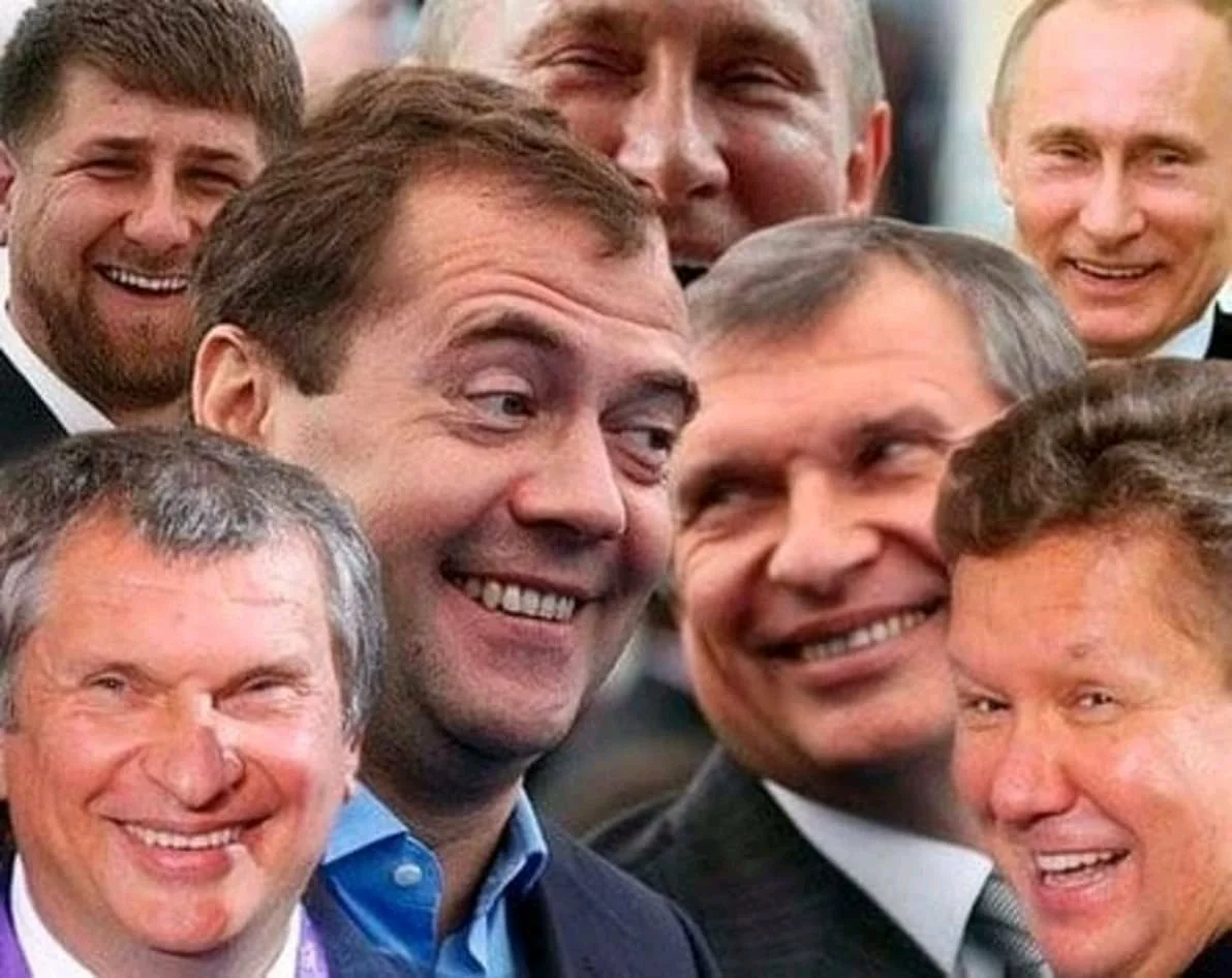 Россия власть народ. Сечин Миллер Ротенберг. Путин и Медведев ржут. Сечин и Миллер смеются. Олигархи смеются.