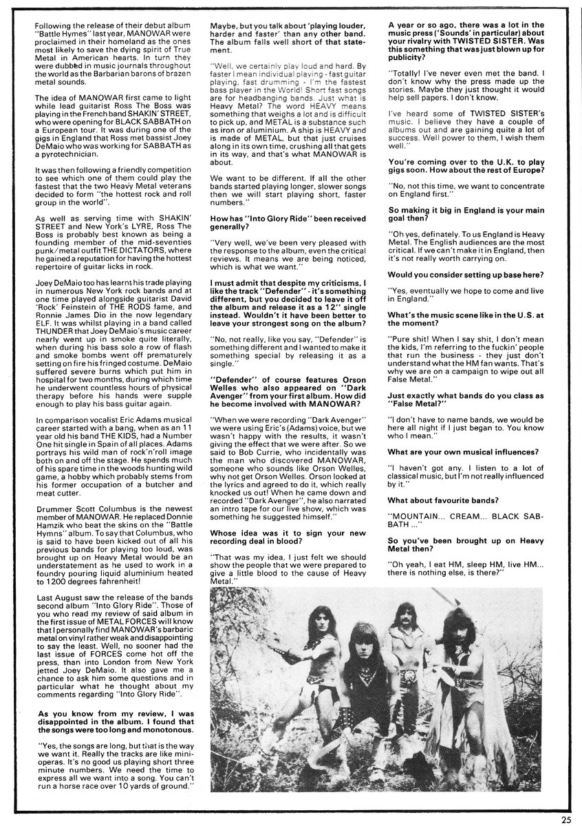 Страница журнала Metal Forces