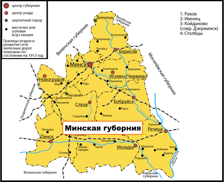 Минская губерния  в годы Царской России (изображение взято из открытых источников)