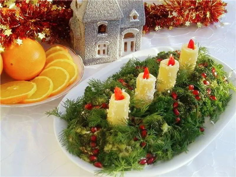 Салат "Новогодние свечи»